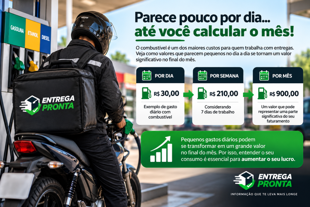 Quanto um entregador gasta de combustível por mês em diferentes rotinas de trabalho