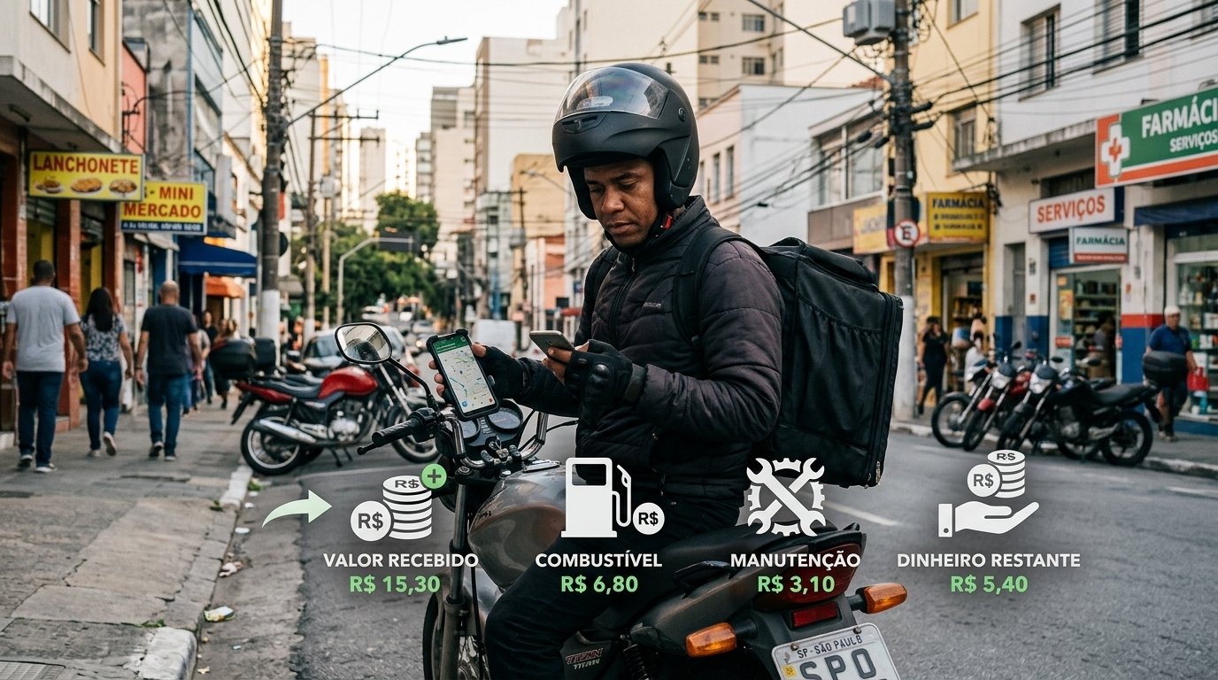 Entregador calculando quanto realmente lucra em cada entrega