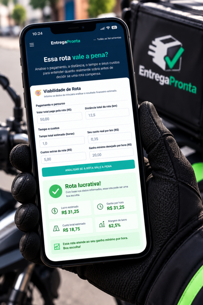 Calculadora do EntregaPronta para analisar se uma rota de entrega vale a pena