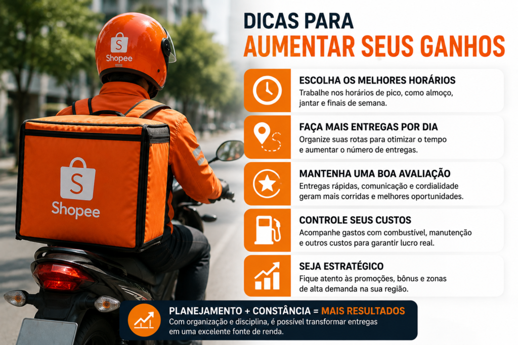 Dicas para aumentar os ganhos como entregador da Shopee