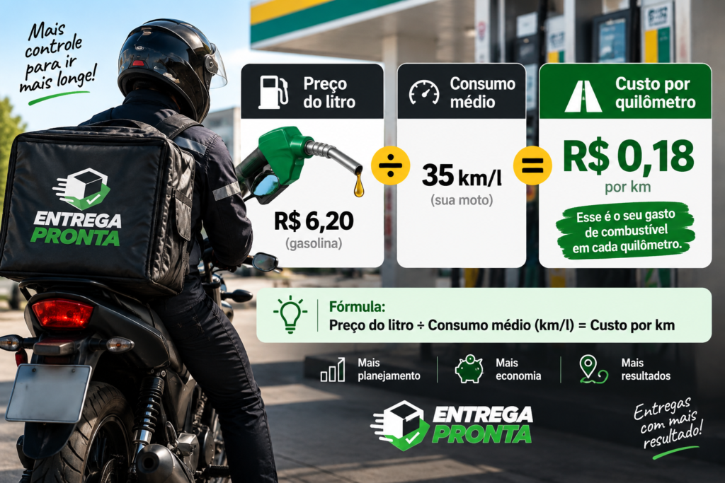 Como calcular gasto de combustível por km em uma moto de entregas