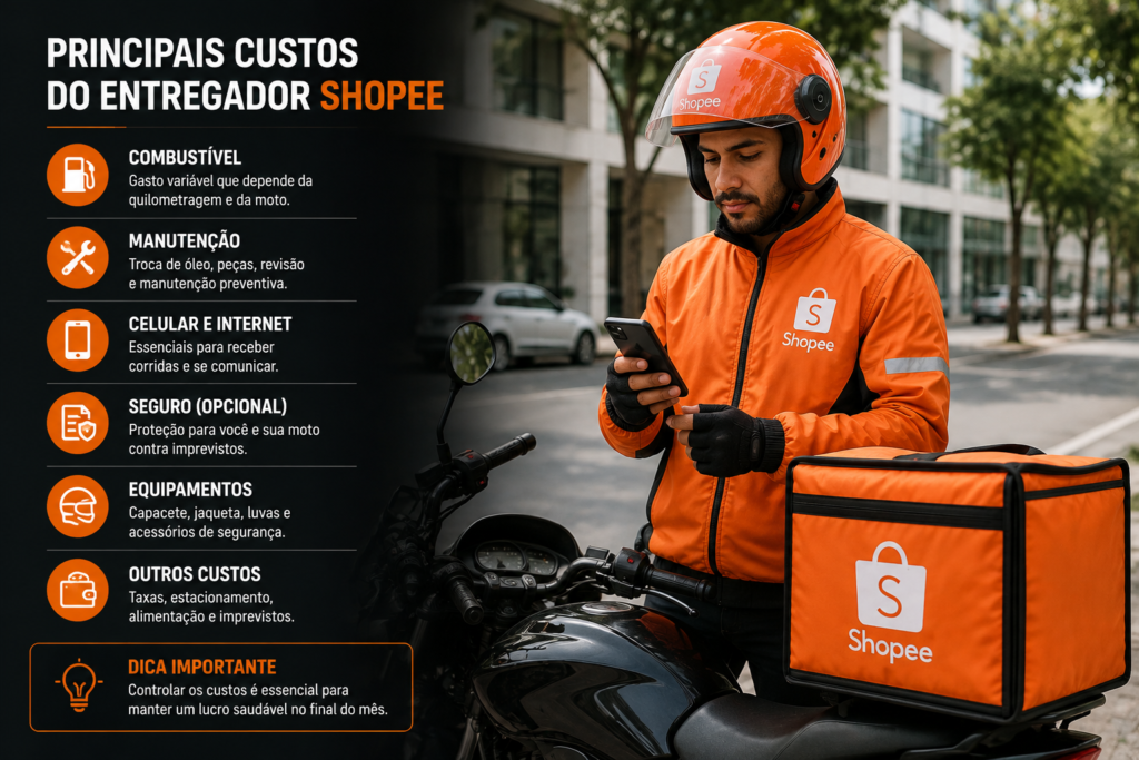 Principais custos de um entregador da Shopee com combustível e manutenção
