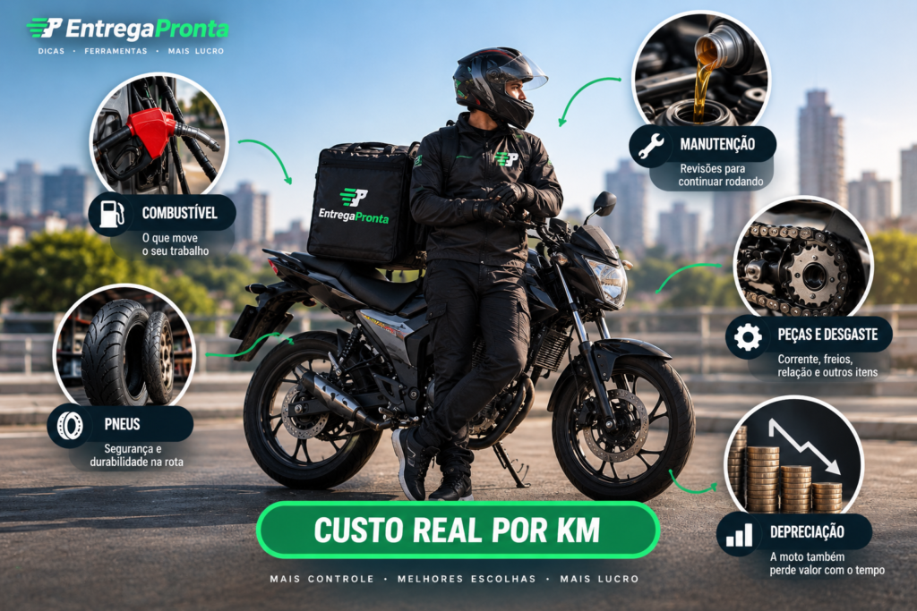 Custos que compõem o custo real por km de uma moto
