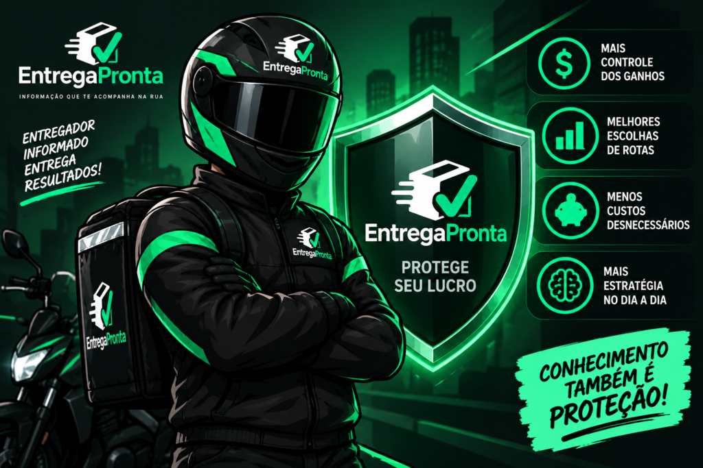 Entregador analisando custos, tempo e resultado financeiro de uma rota