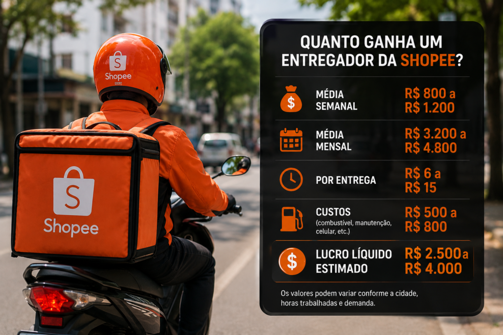 Quanto ganha um entregador da Shopee em 2026