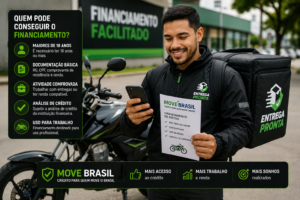 Entregador consultando requisitos para financiamento de moto pelo Move Brasil