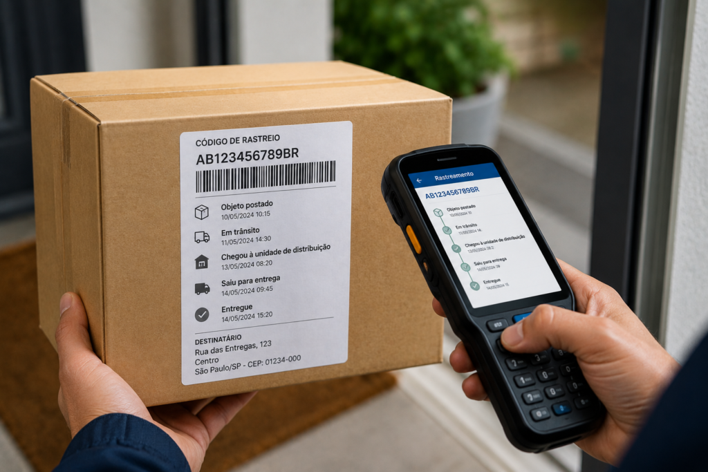 Status de rastreamento de encomenda da postagem até a entrega